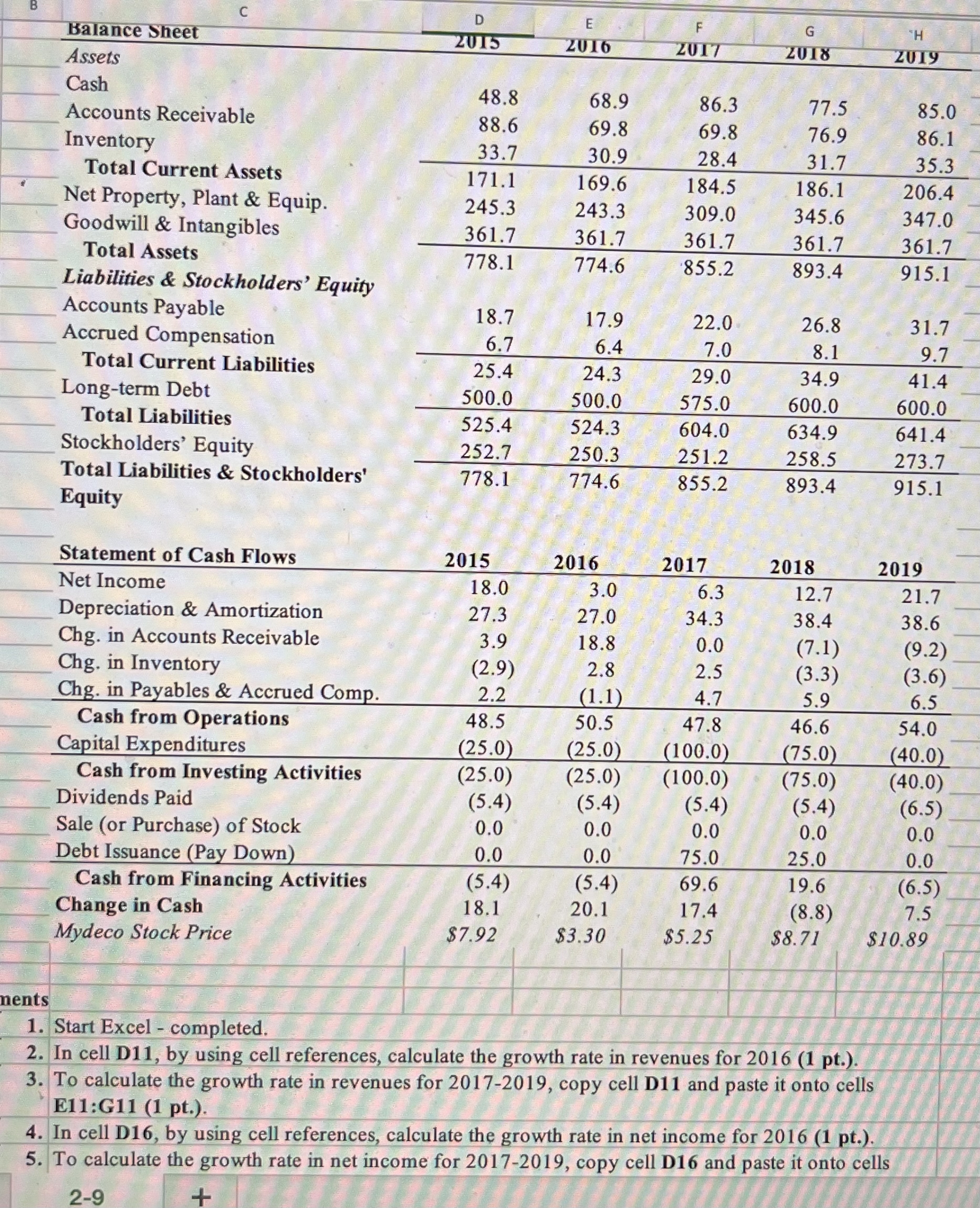 B C D E Balance Sheet FG H 2015 2016 2017 2018