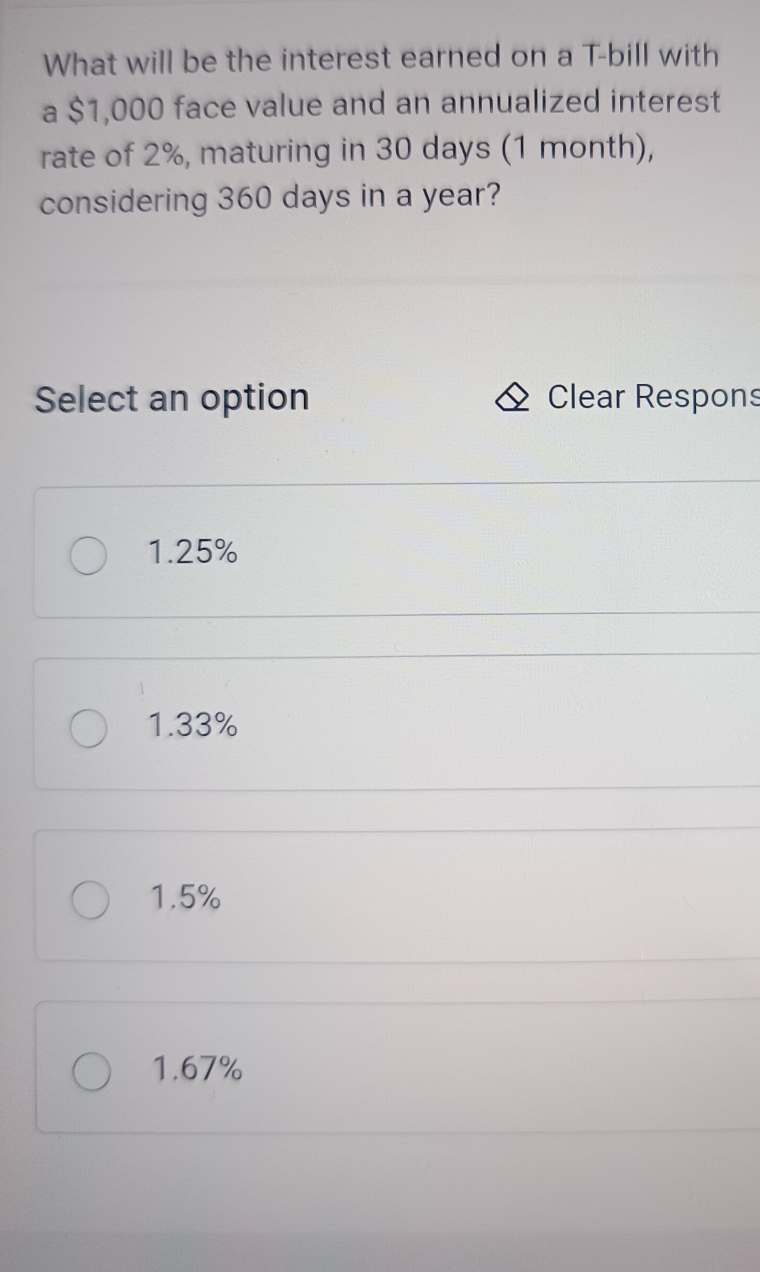 What will be the interest earned on a T-bill with a $1,000