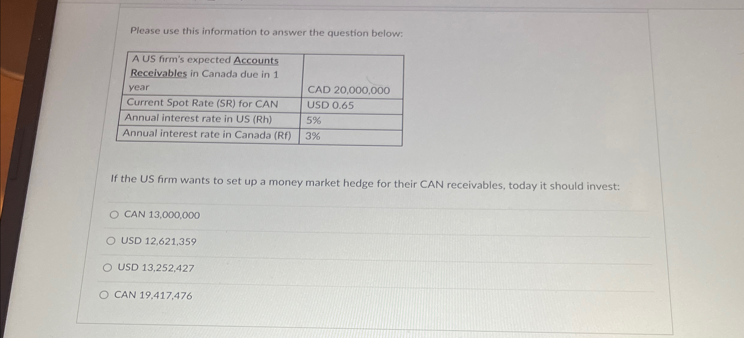 Please use this information to answer the question below: A US firm's