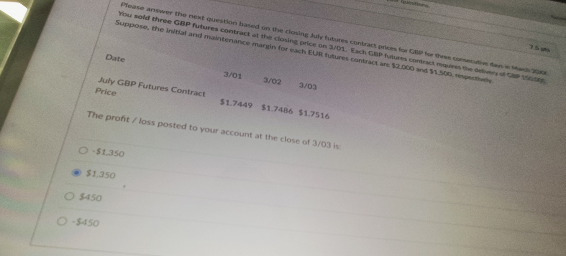 questions 75 p Please answer the next question based on the closing