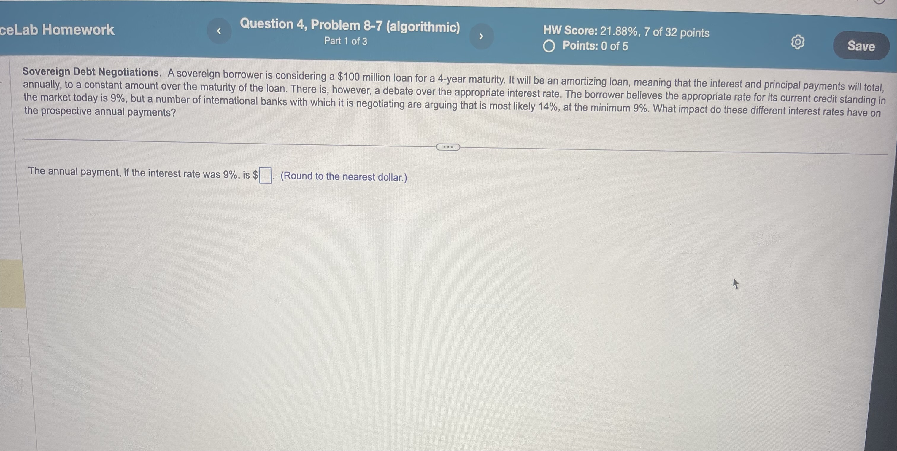 ceLab Homework Question 4, Problem 8-7 (algorithmic) > Part 1 of 3