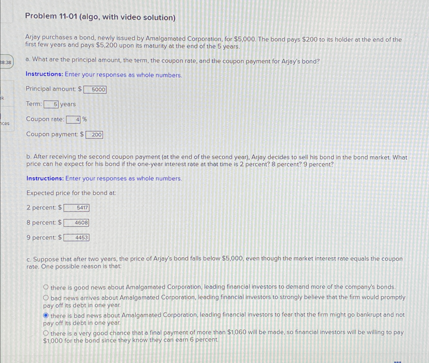 38:38 k Problem 11-01 (algo, with video solution) Arjay purchases a bond,