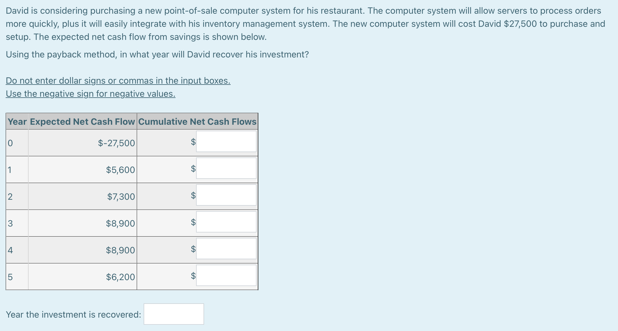 David is considering purchasing a new point-of-sale computer system for his restaurant.