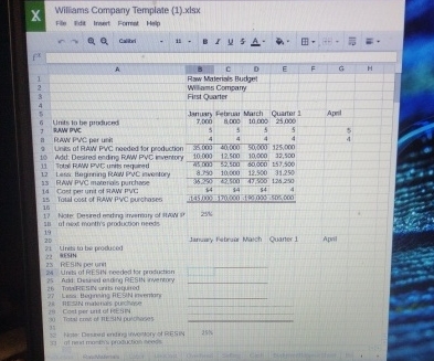 X Williams Company Template (1).xlsx File Edit Insert Format Help Calibr BIUSAA