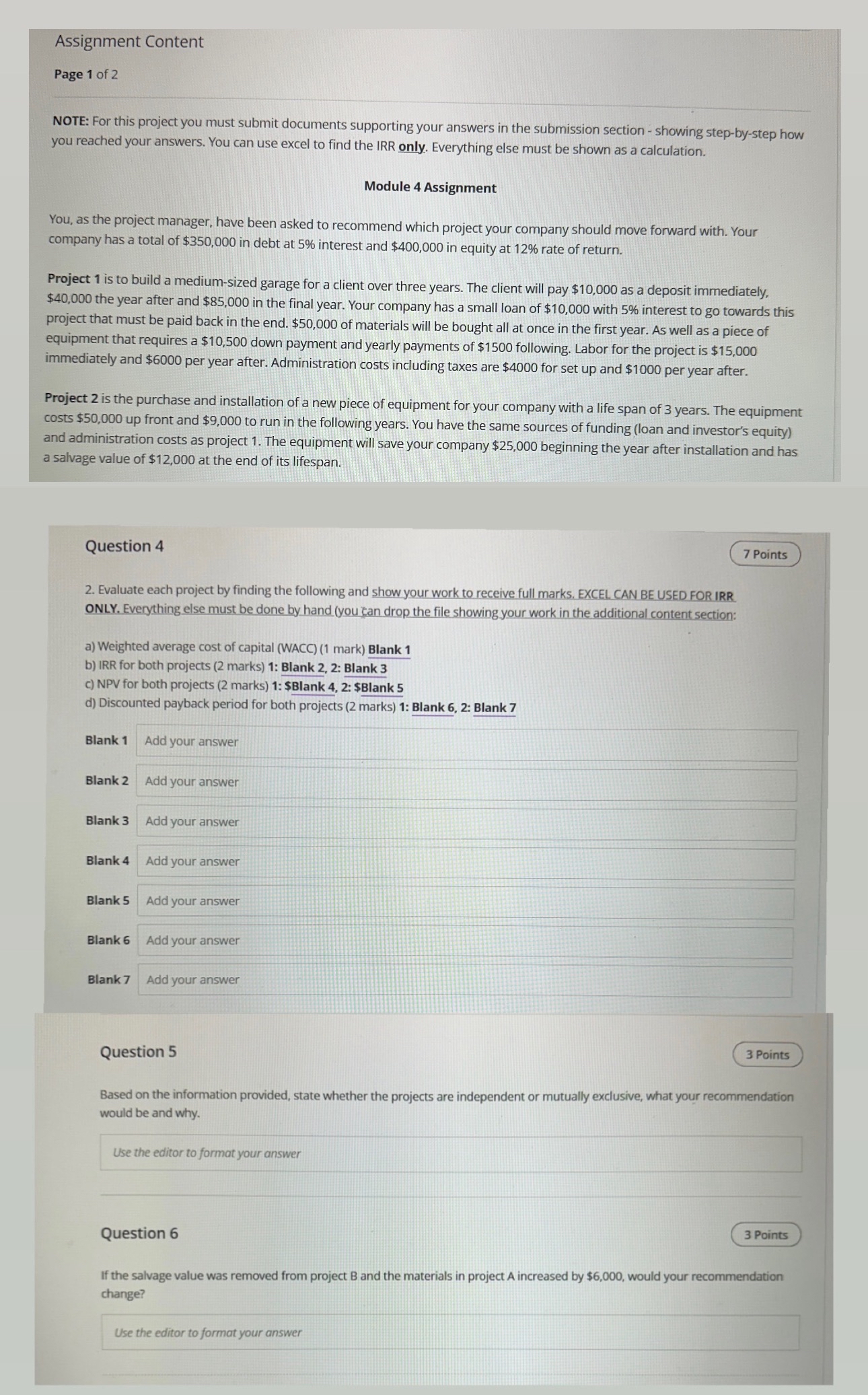 Assignment Content Page 1 of 2 NOTE: For this project you must