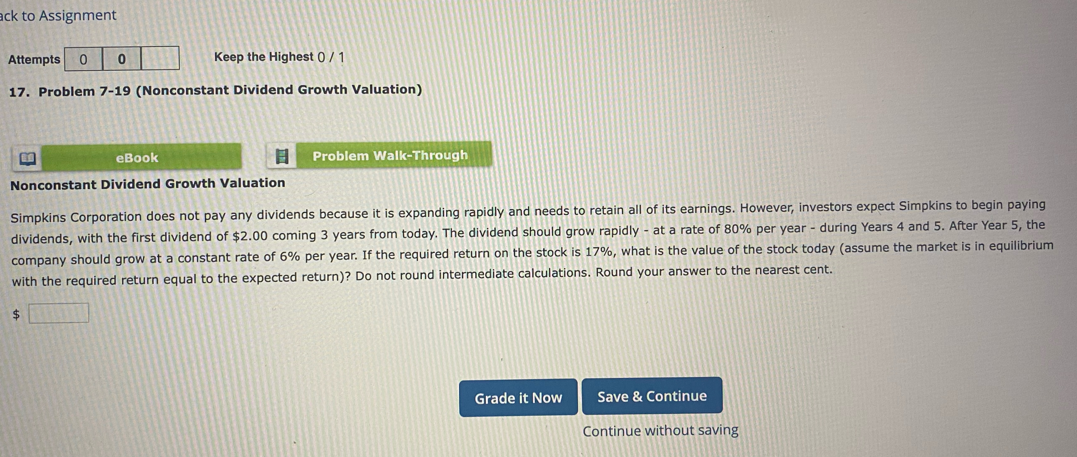 ack to Assignment Attempts 0 0 Keep the Highest 0/1 17. Problem