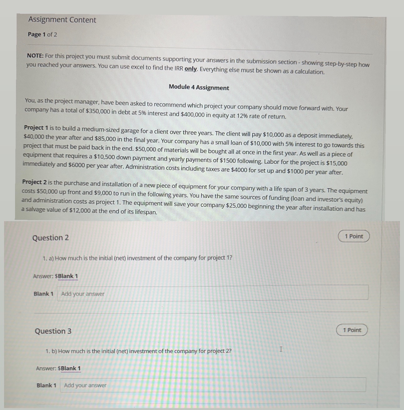 Assignment Content Page 1 of 2 NOTE: For this project you must