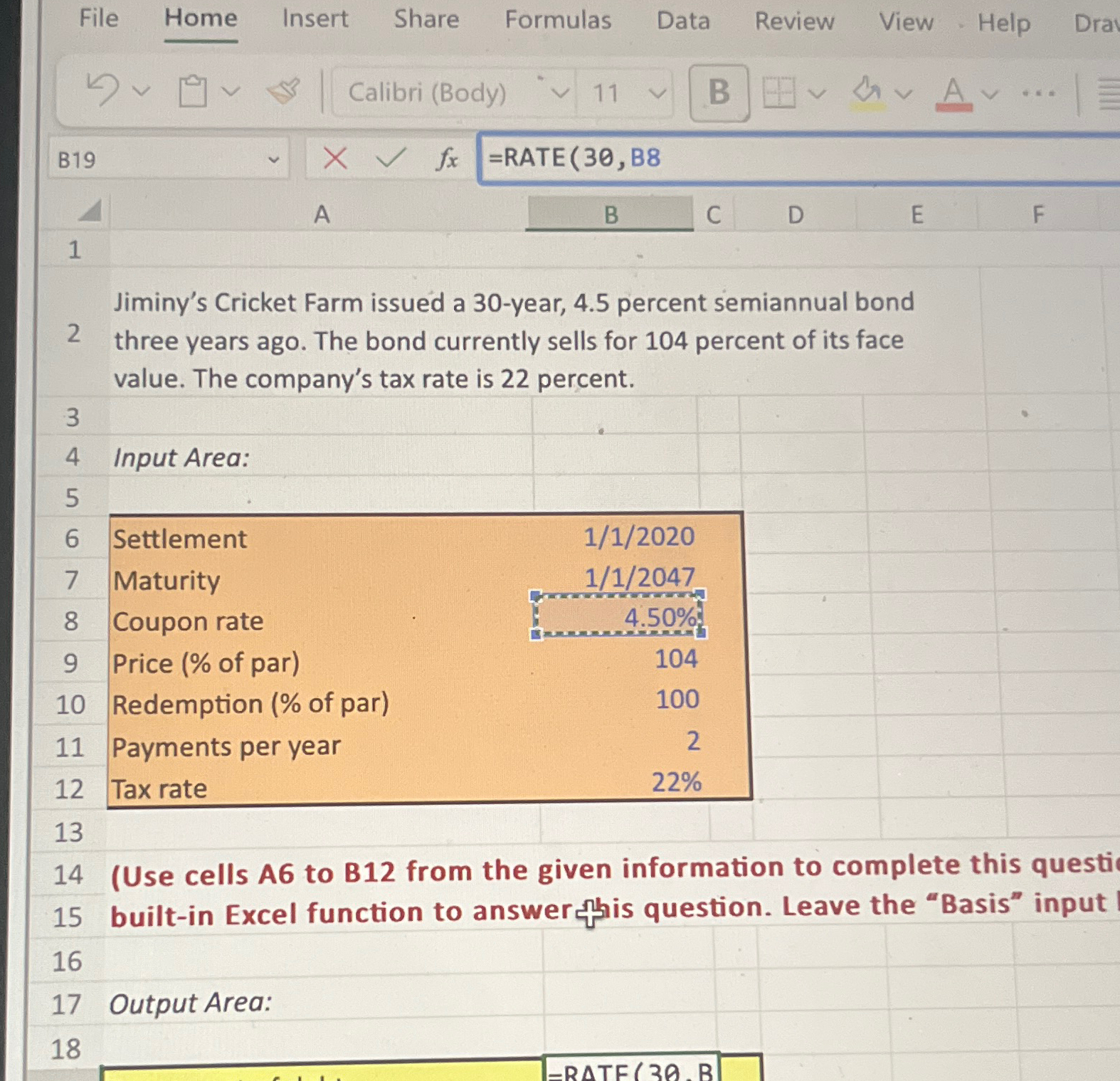 File B19 Home Insert Share Formulas Data Review View Help Dra Calibri
