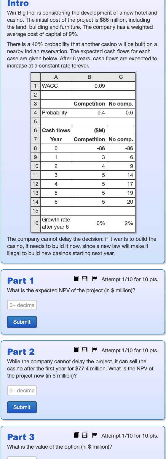 Intro Win Big Inc. is considering the development of a new hotel