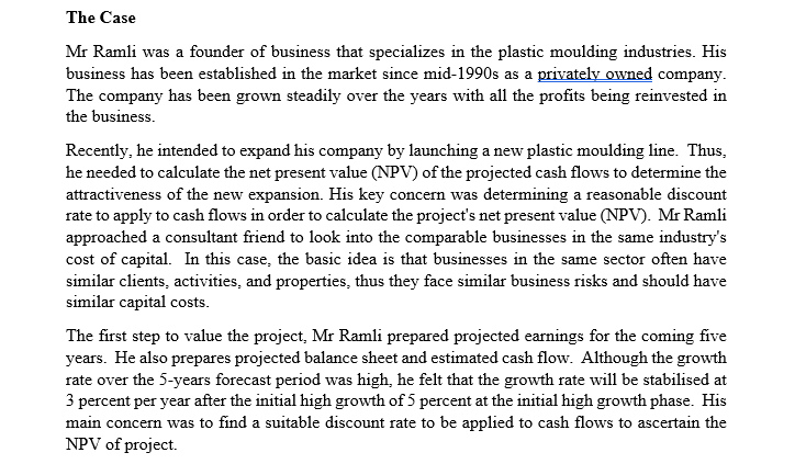 The Case Mr Ramli was a founder of business that specializes in