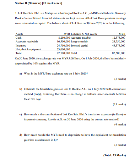 Section B (50 marks) [25 marks each] 1. Lok Kee Sdn. Bhd.