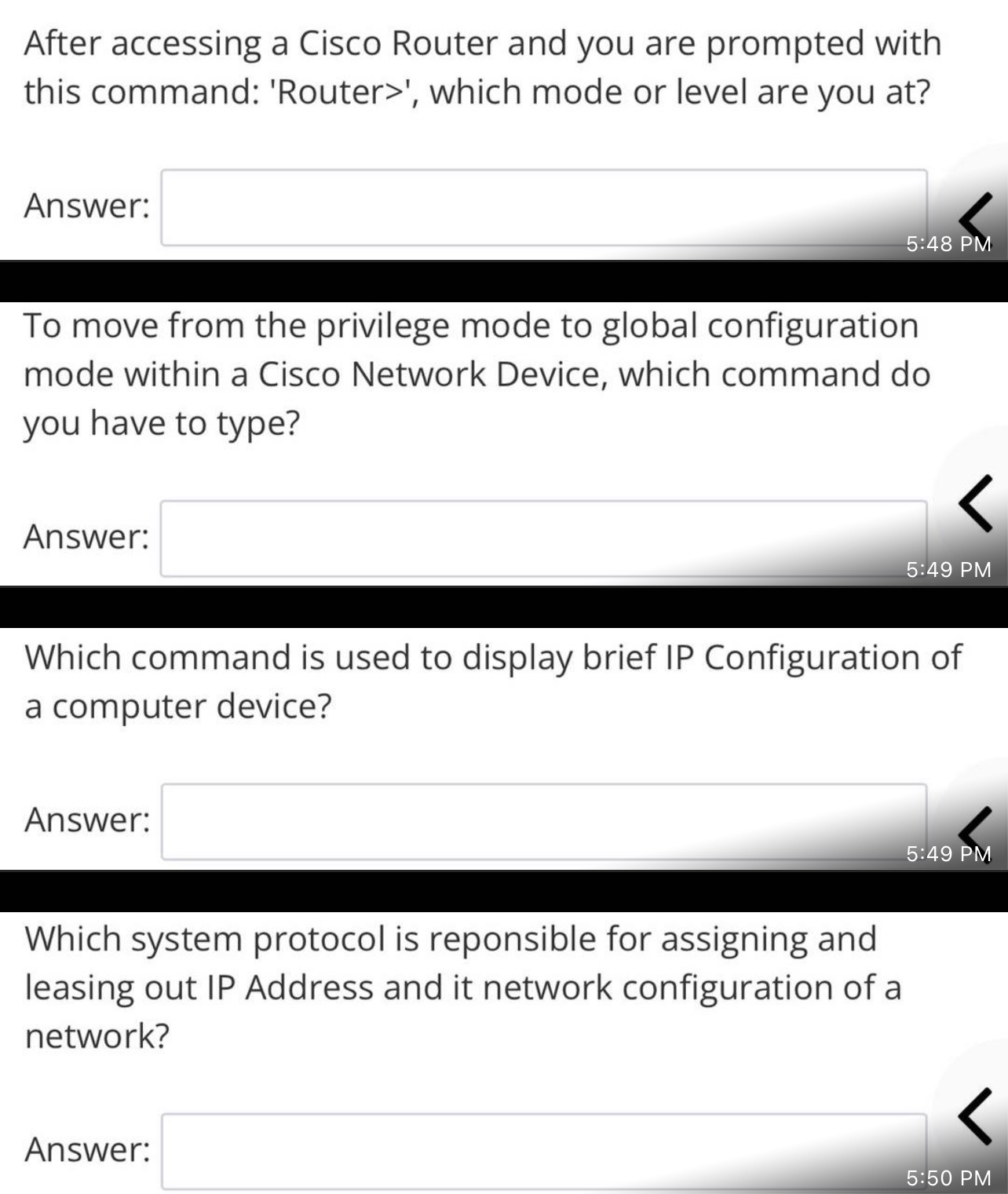 2 seperate switches, what is needed? Answer: 5:44 PM Which command is