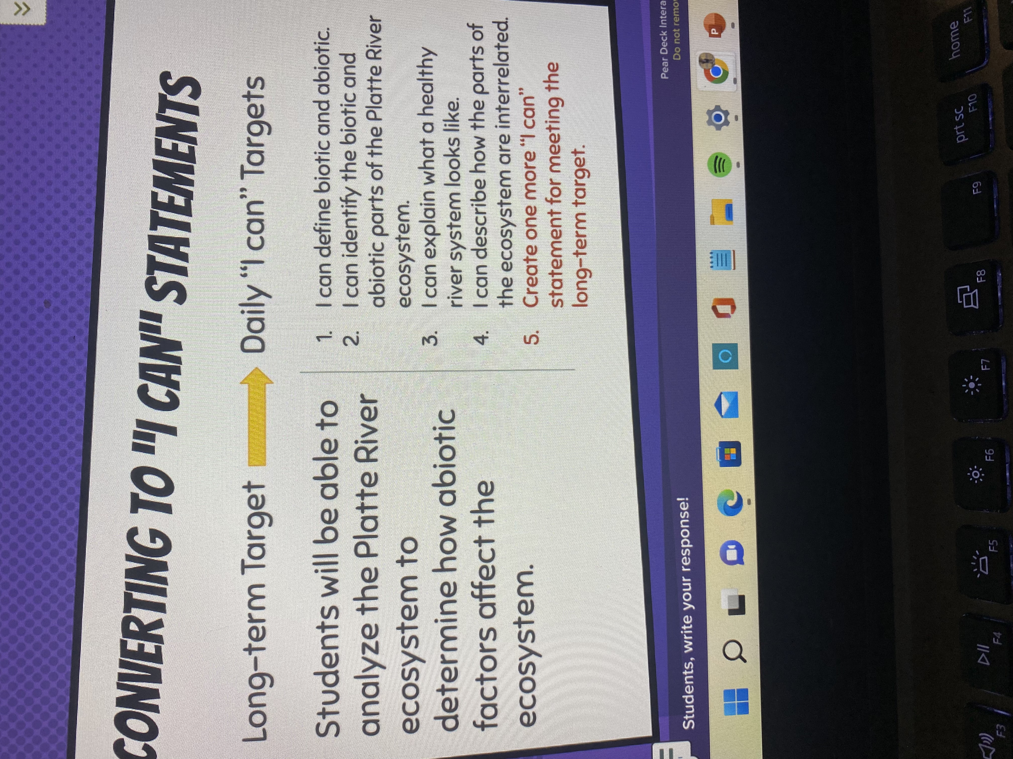 ')) F3 CONVERTING TO "I CAN" STATEMENTS Long-term Target Students will be