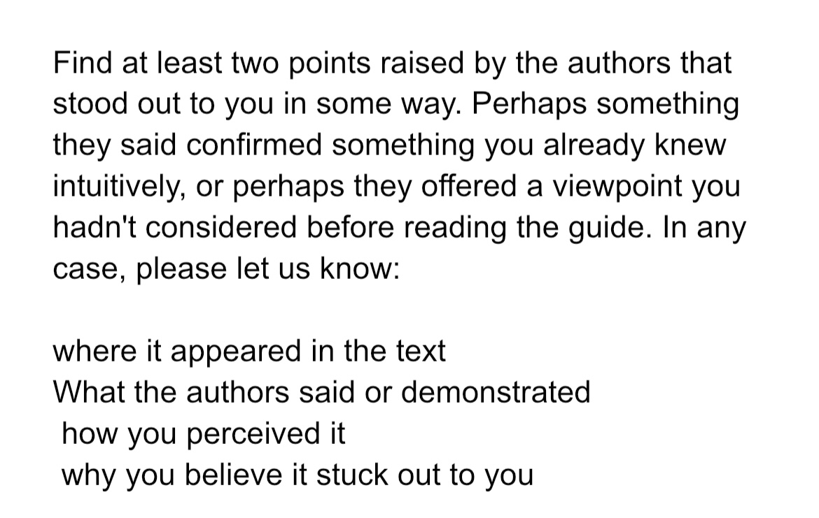 Find at least two points raised by the authors that stood out