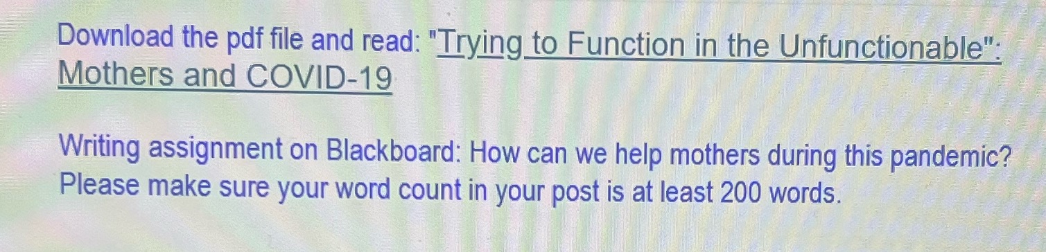 Download the pdf file and read: "Trying to Function in the Unfunctionable":