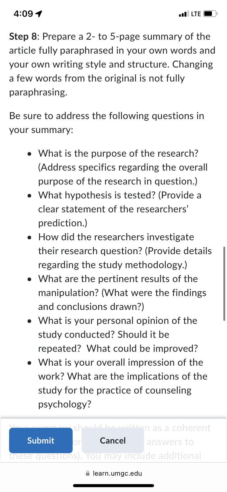 4:09 1 ILTE Step 8: Prepare a 2- to 5-page summary of