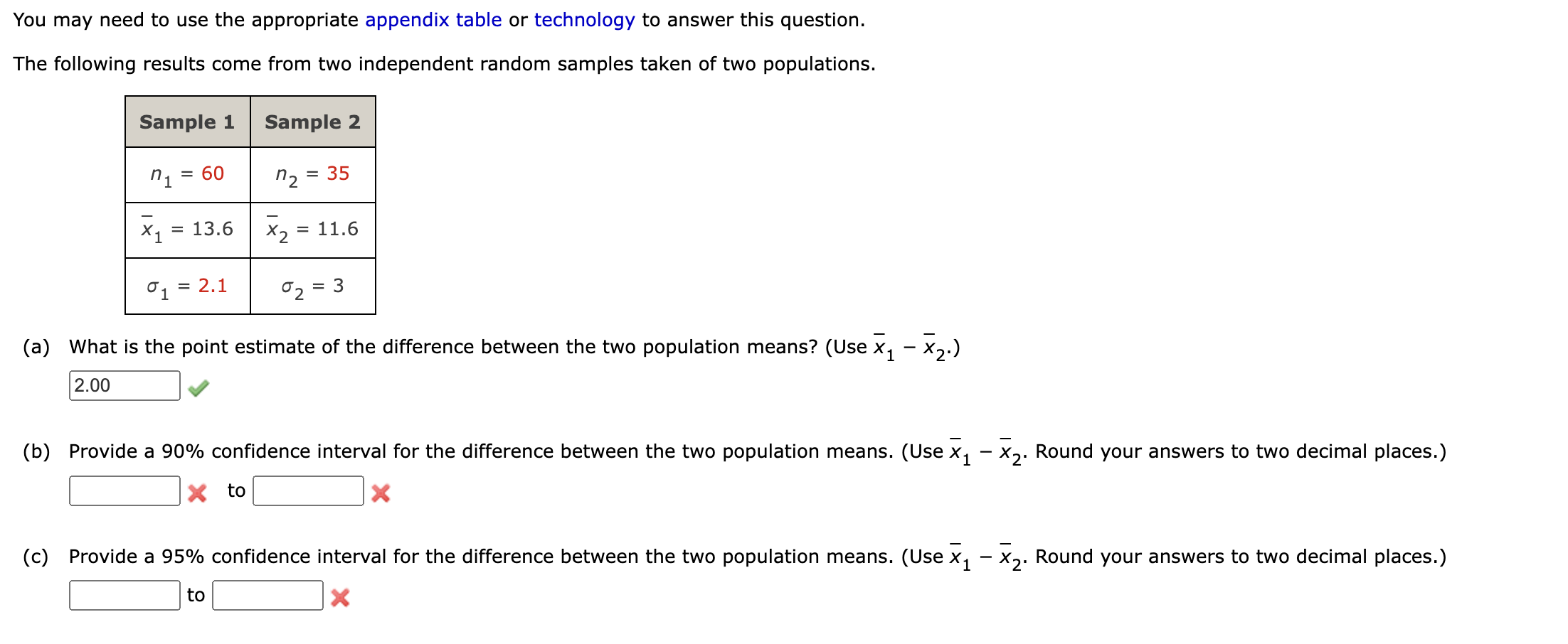You may need to use the appropriate appendix table or technology to