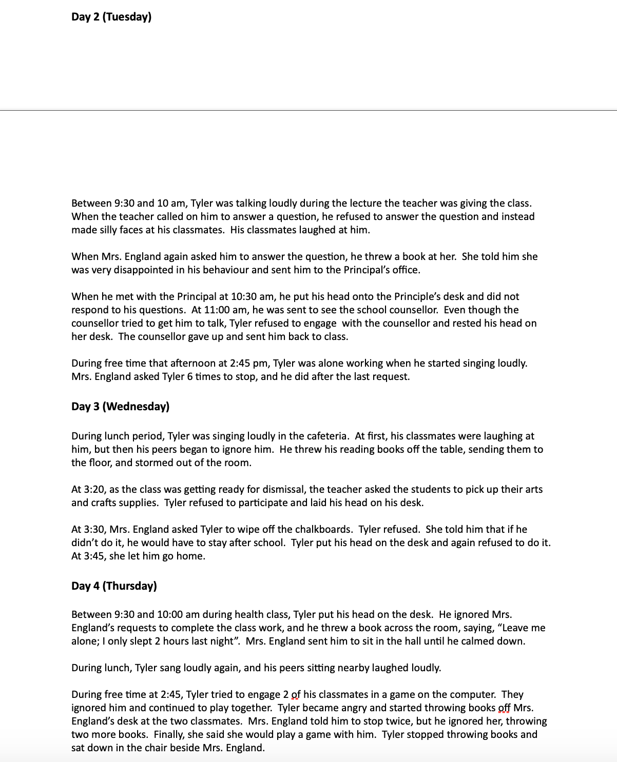 in a Grade 5 classroom who works with Tyler Ward. Tyler is