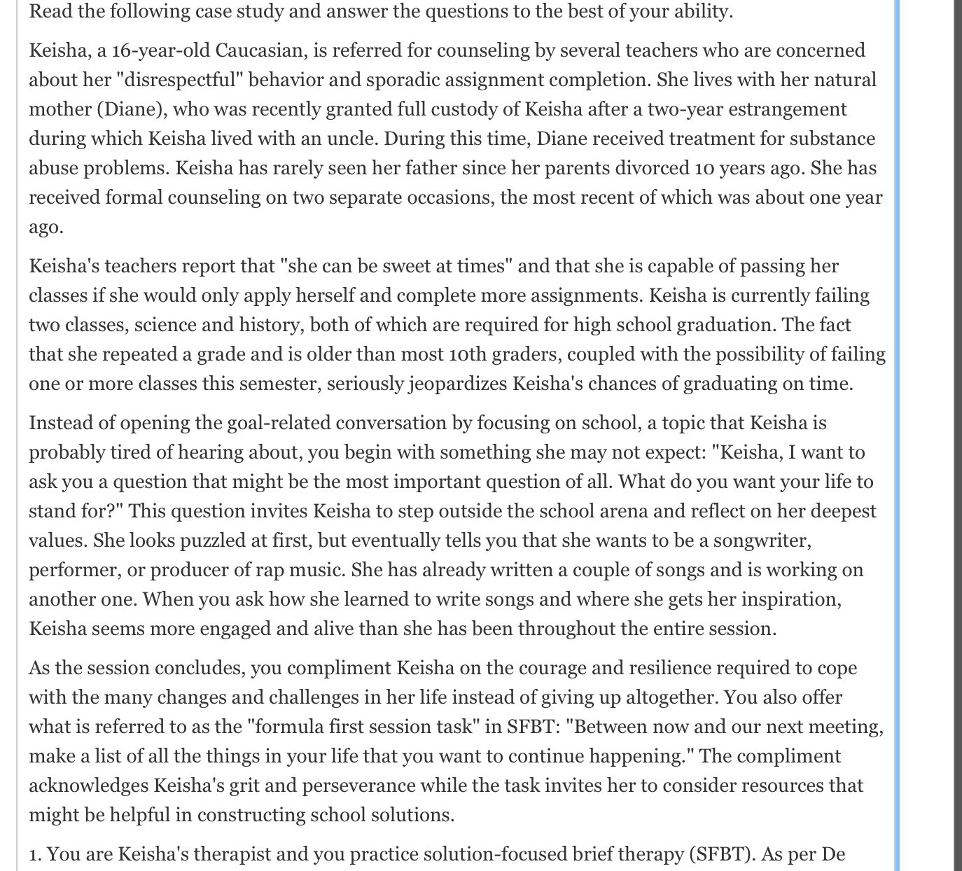 Read the following case study and answer the questions to the best