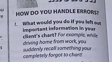 u -e HOW DO YOU HANDLE ERRORS? 1. What would you do