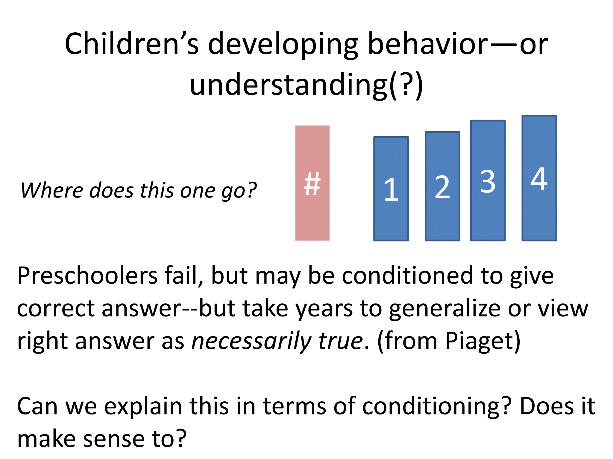 Children's developing behavior-or understanding(?) Where does this one go? # 1234 Preschoolers