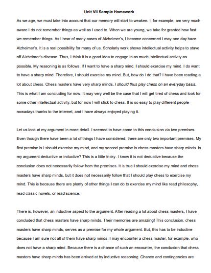 Unit VII Sample Homework As we age, we must take into account