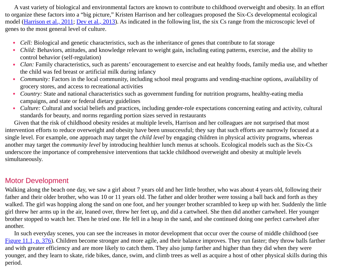 development in middle childhood is the increasing ability to control and monitor