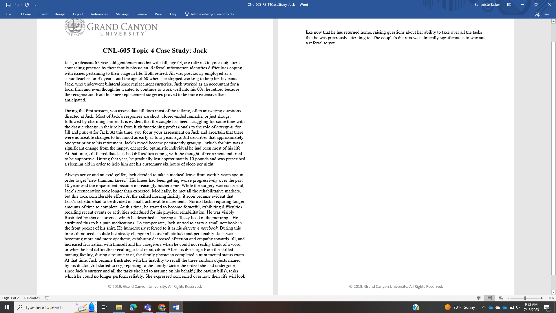 File = Home CNL-605-RS-T4CaseStudy-Jack - Word Insert Design Layout References Mailings Review