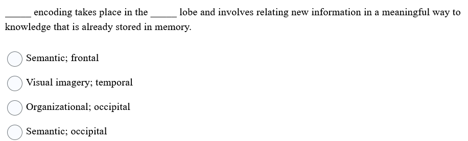 lobe and involves relating new information in a meaningful way to encoding