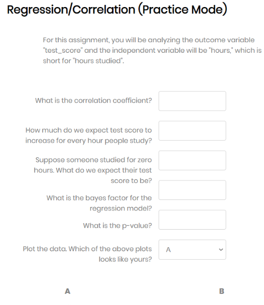 Regression/Correlation (Practice Mode) For this assignment, you will be analyzing the outcome