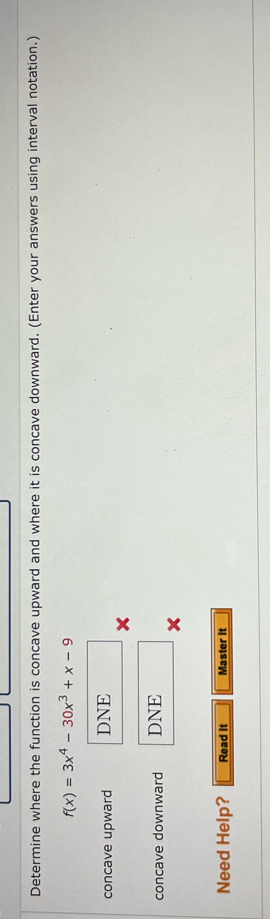 Determine where the function is concave upward and where it is concave