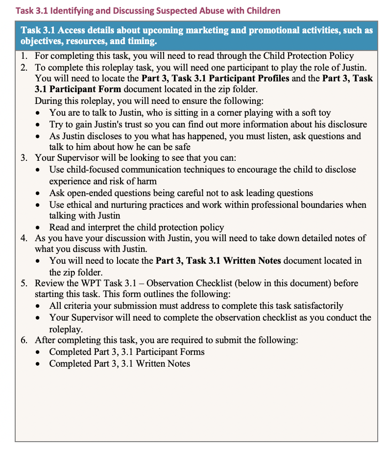 Task 3.1 Identifying and Discussing Suspected Abuse with Children Task 3.1 Access