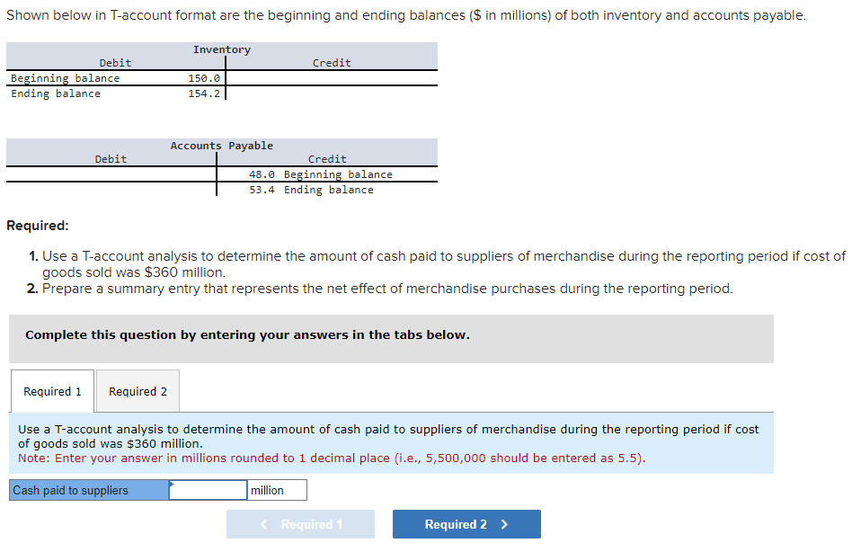 Shown below in T-account format are the beginning and ending balances ($