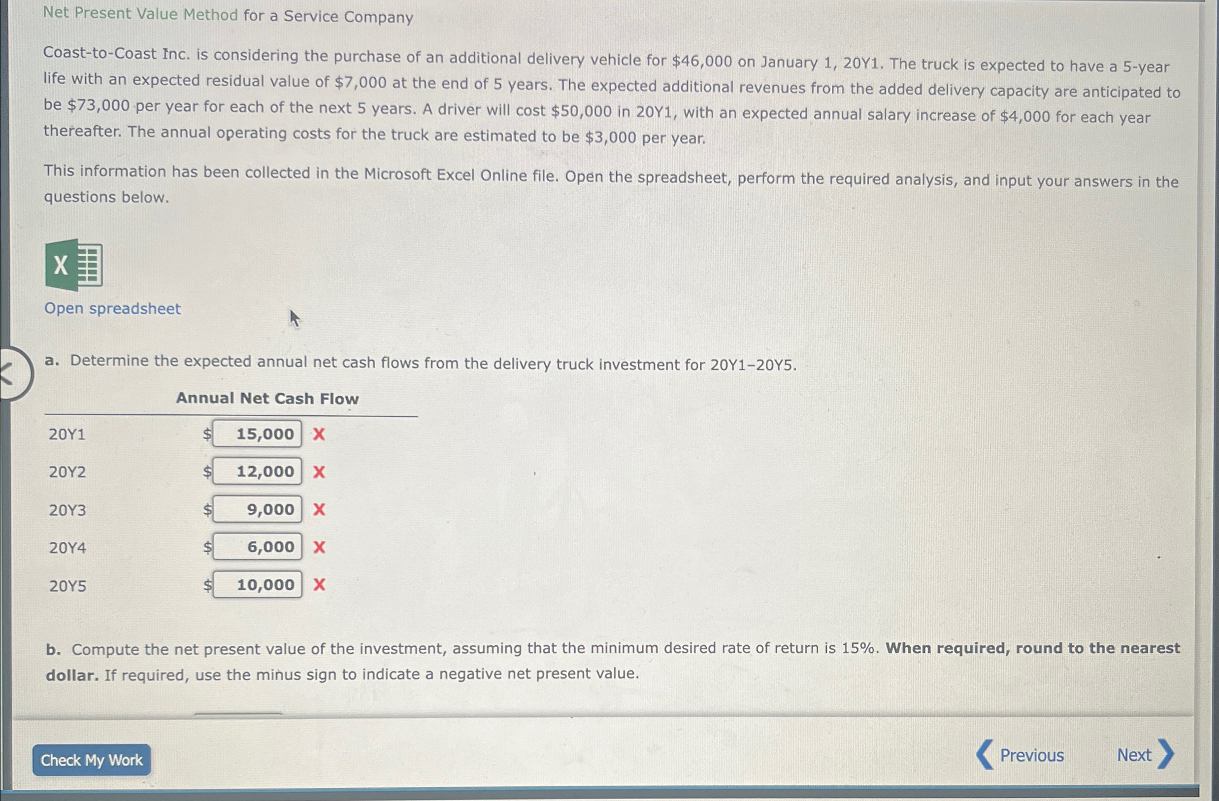 Net Present Value Method for a Service Company Coast-to-Coast Inc. is considering
