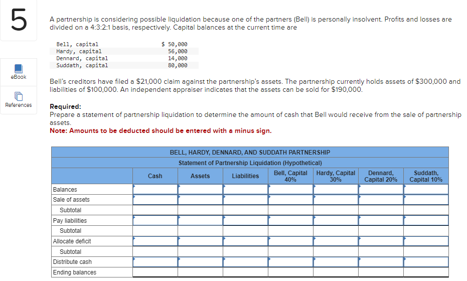 5 eBook References A partnership is considering possible liquidation because one of