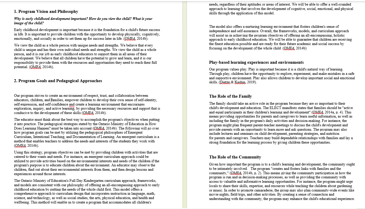 1. Program Vision and Philosophy Why is early childhood development important? How