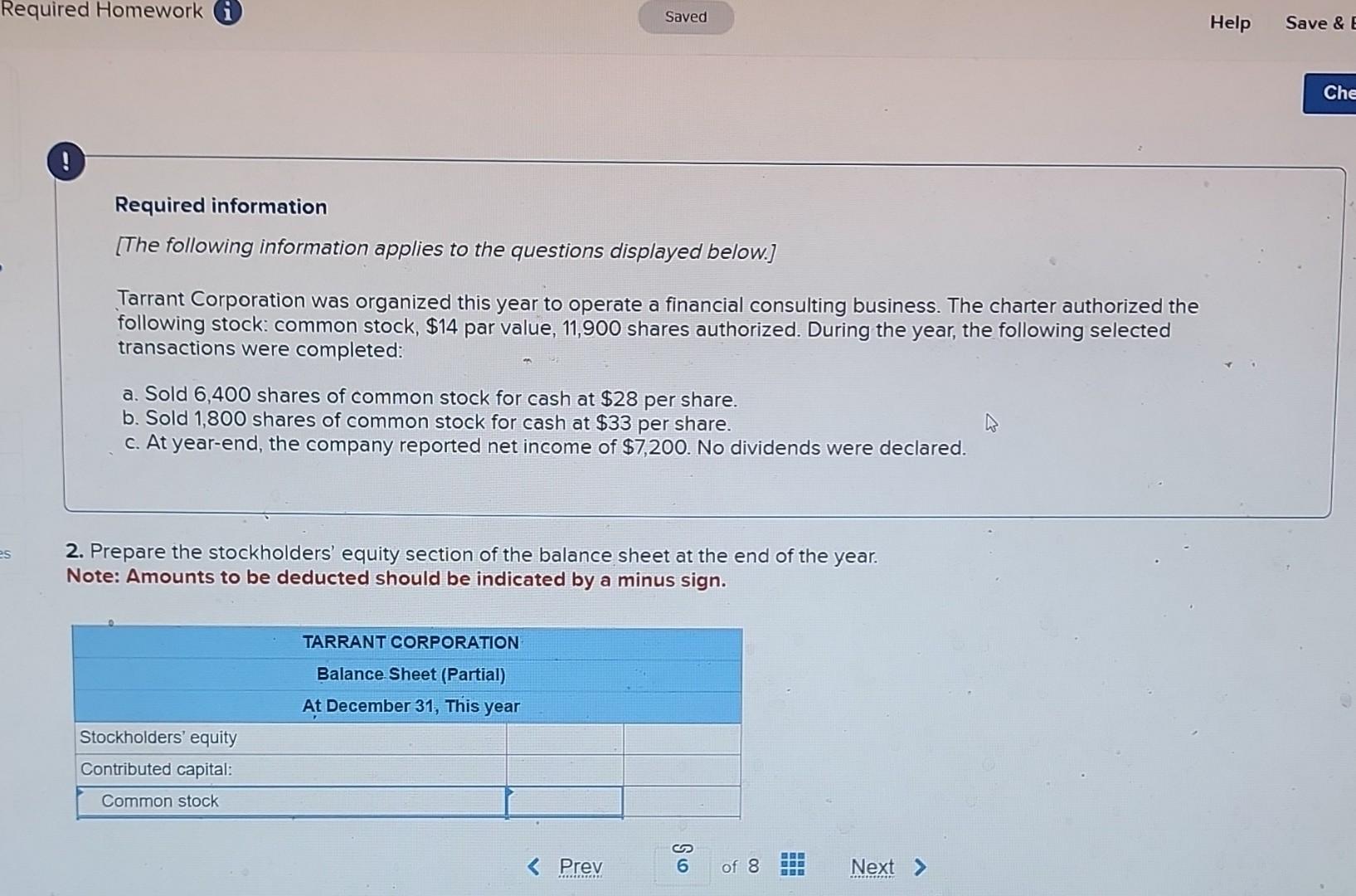 Help Save & B Required Homework i Saved es ! Required information