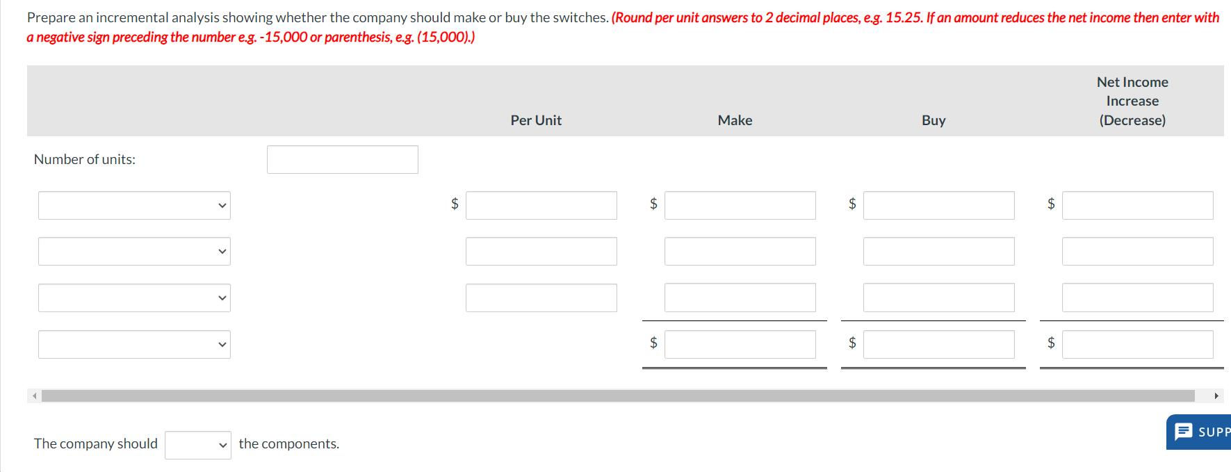 buy some of its components. The costs of producing 59,000 switches for