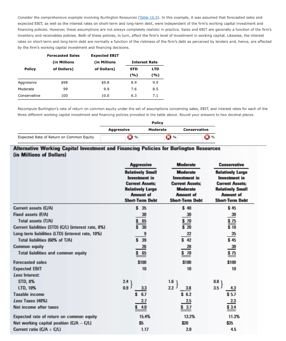 Consider the comprehensive example involving Burlington Resources (Table 16.5). In this example,