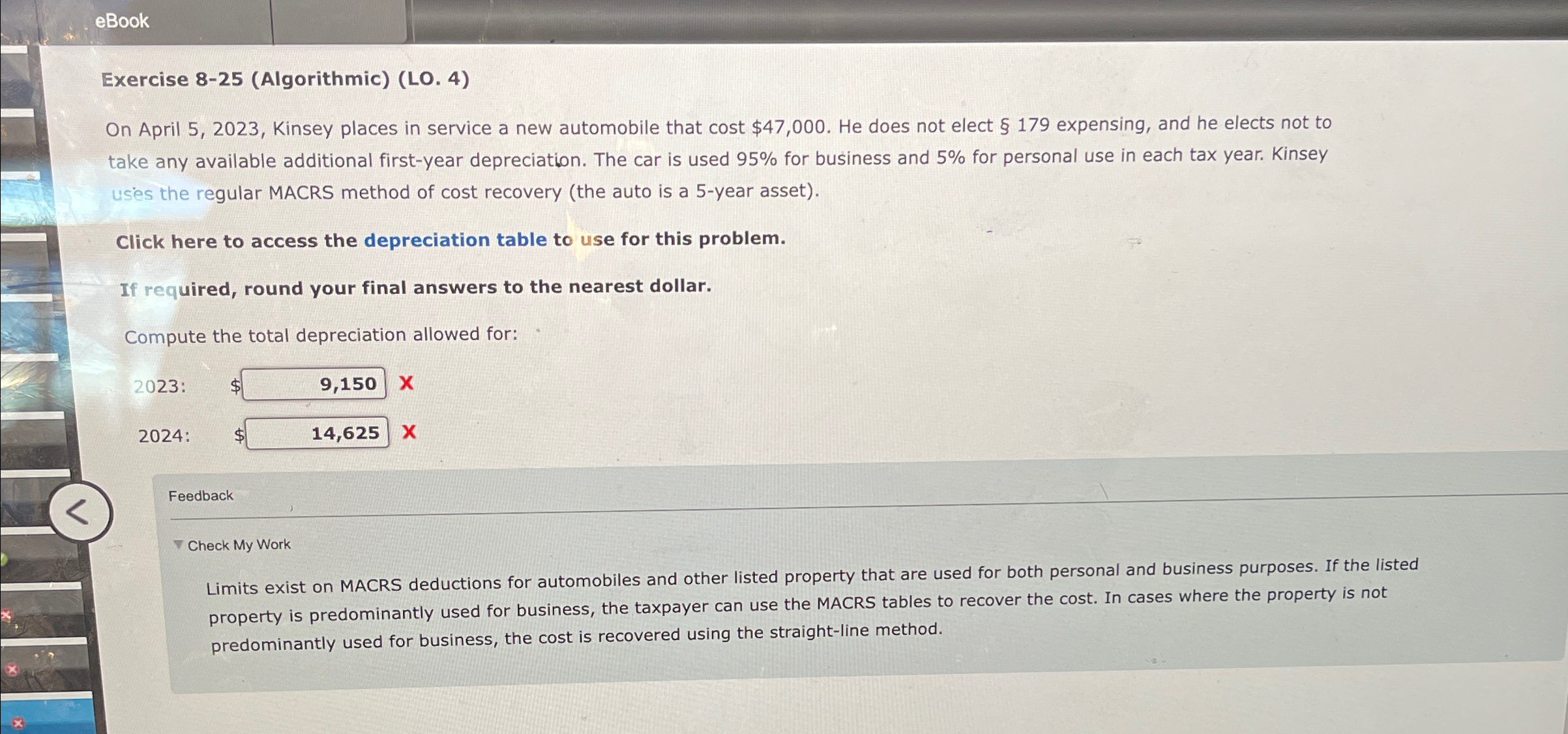 < eBook Exercise 8-25 (Algorithmic) (LO. 4) On April 5, 2023, Kinsey