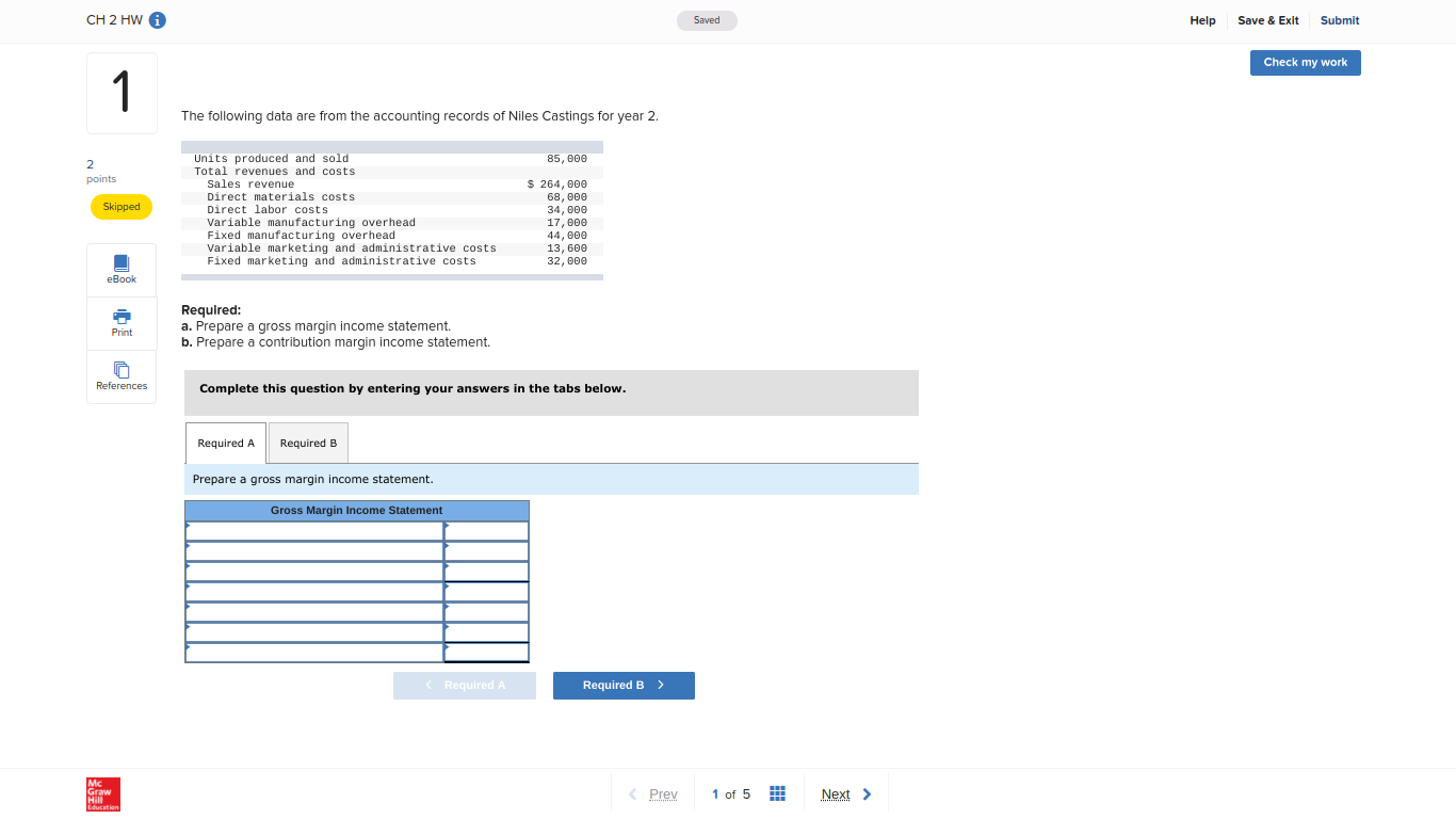 CH 2 HW i 1 The following data are from the accounting