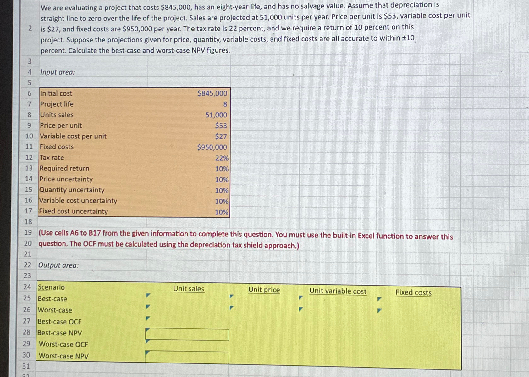We are evaluating a project that costs $845,000, has an eight-year life,