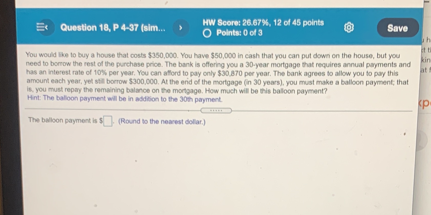 Ex Question 18, P 4-37 (sim... HW Score: 26.67%, 12 of 45