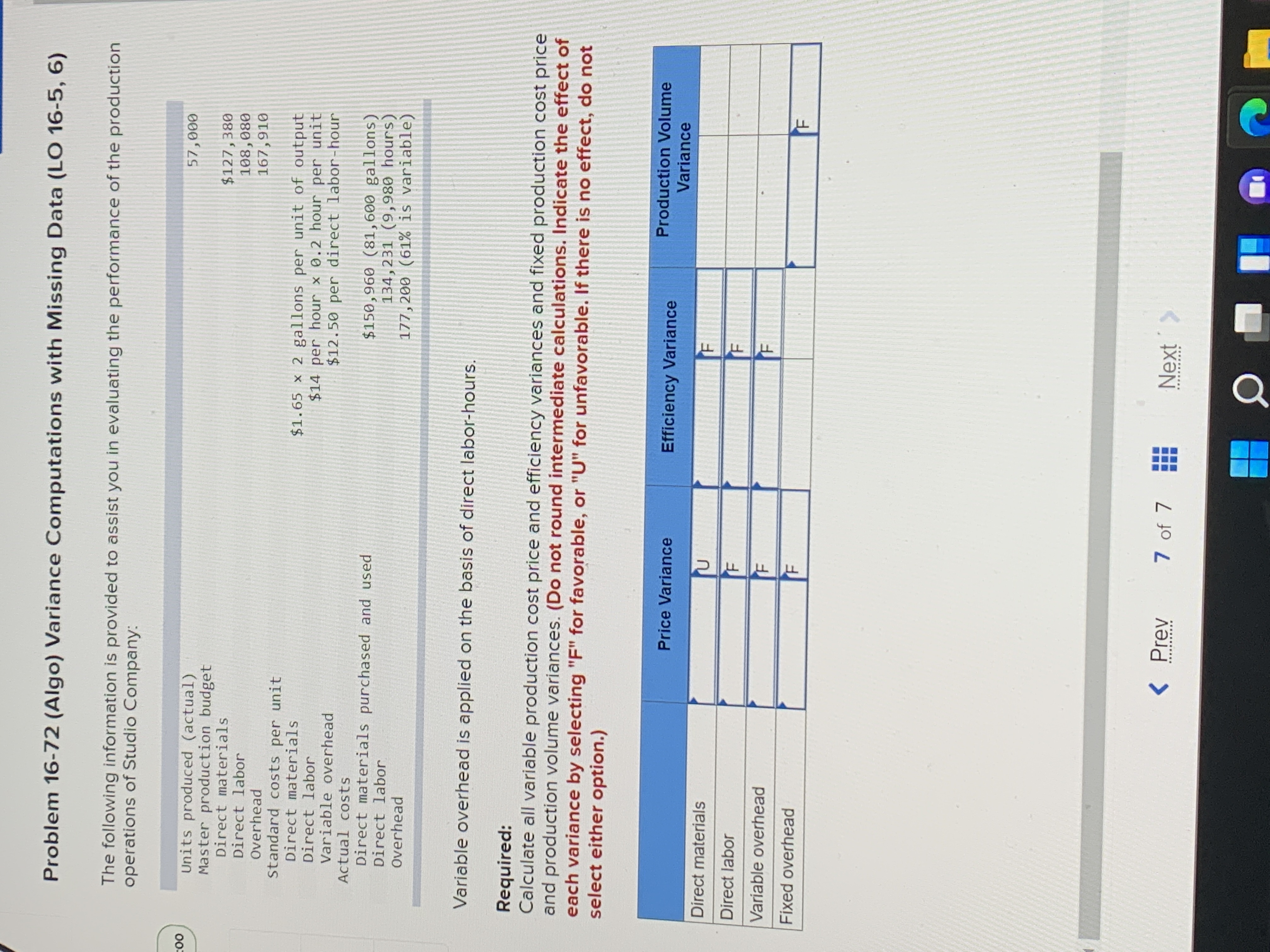 00 Problem 16-72 (Algo) Variance Computations with Missing Data (LO 16-5, 6)