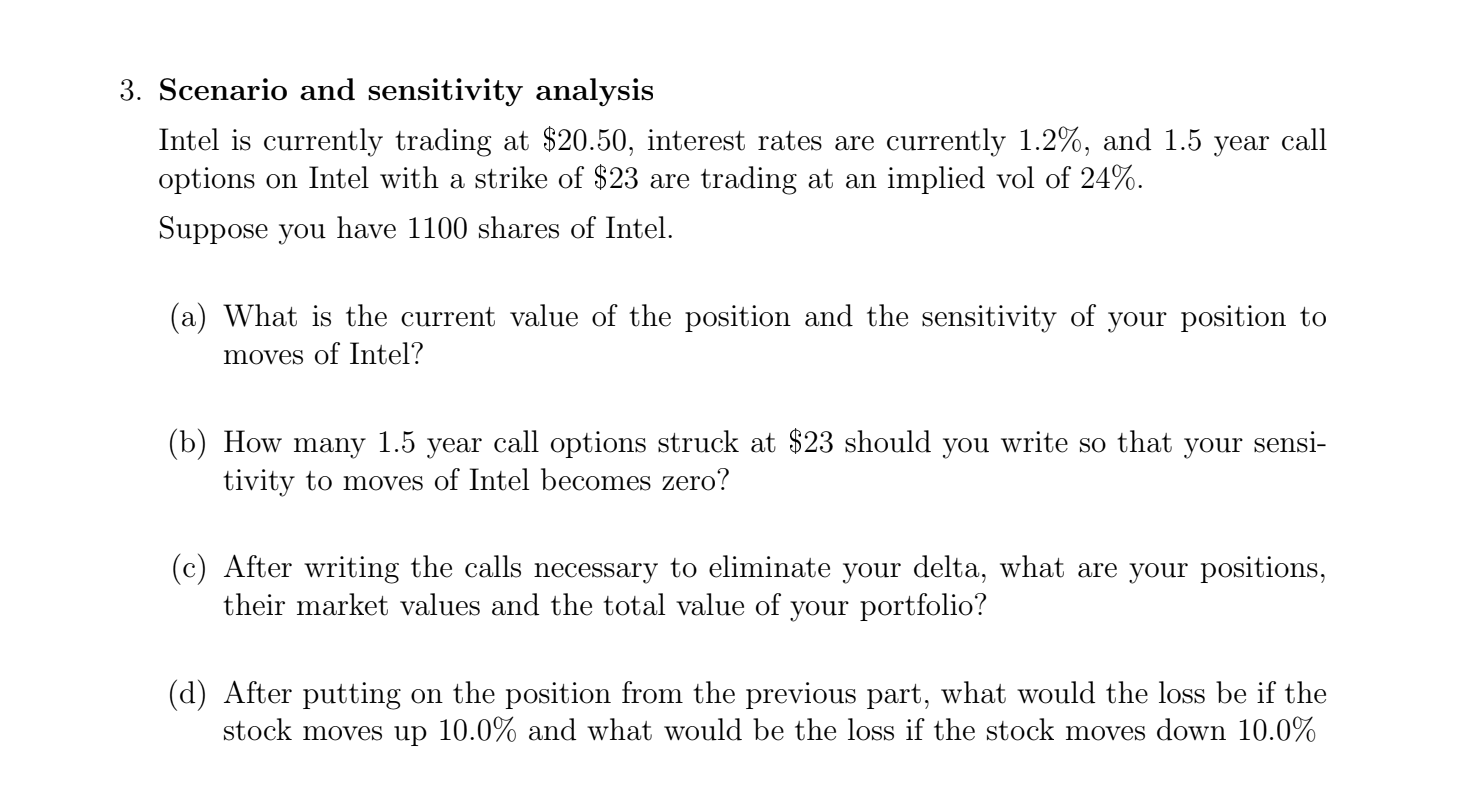 3. Scenario and sensitivity analysis Intel is currently trading at $20.50, interest