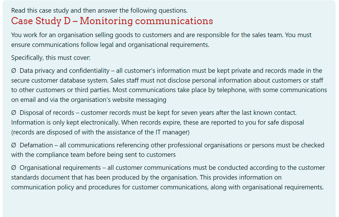 Read this case study and then answer the following questions. Case Study