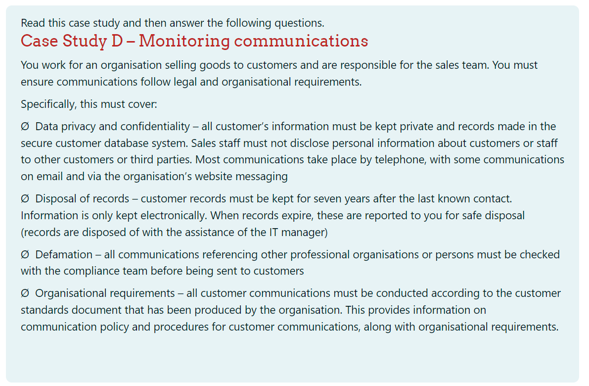 Read this case study and then answer the following questions. Case Study