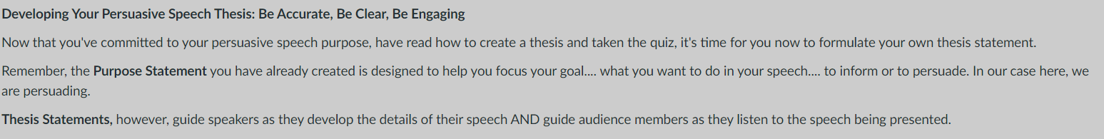 Developing Your Persuasive Speech Thesis: Be Accurate, Be Clear, Be Engaging Now