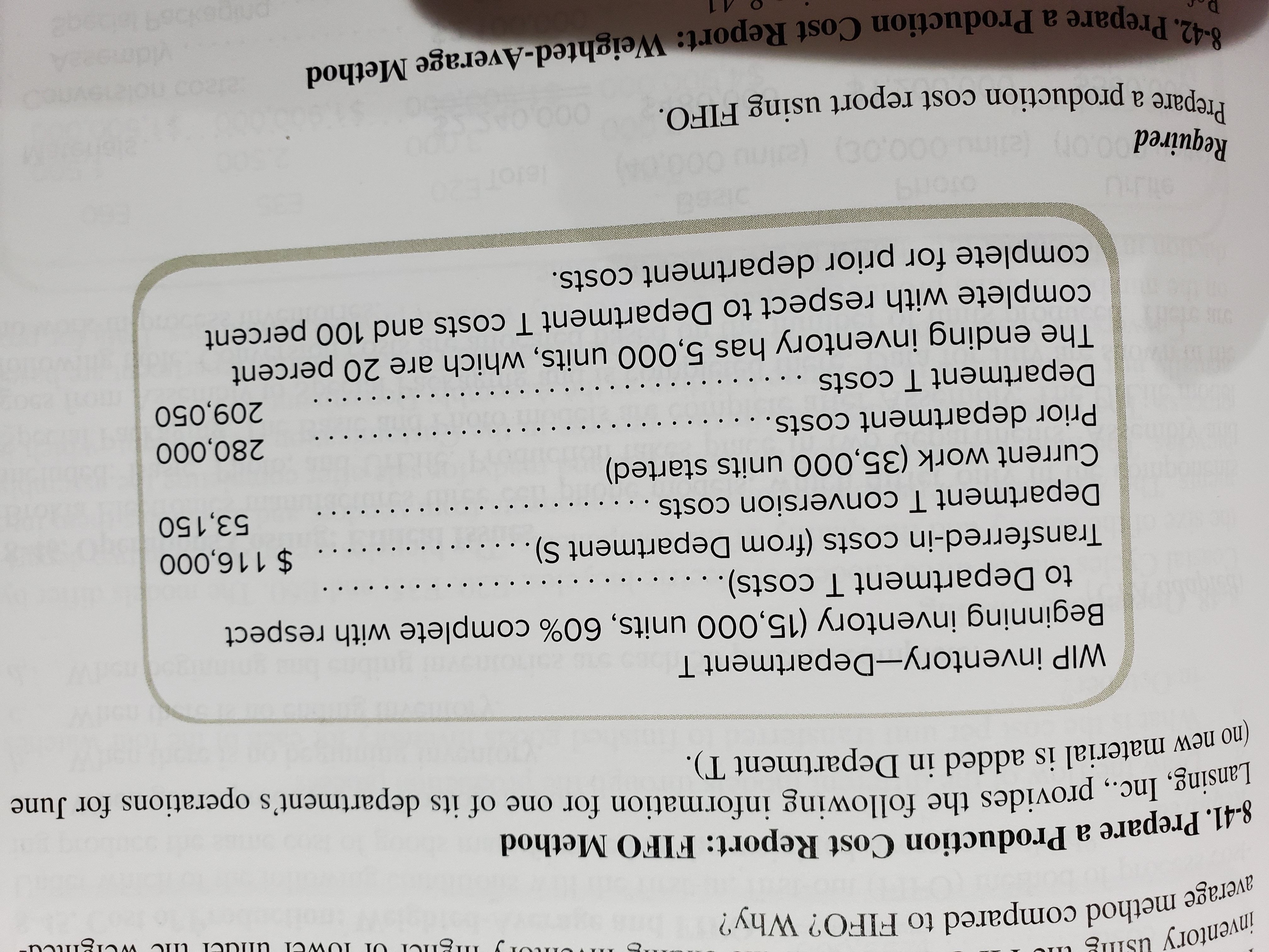 inventory using average e method compared to FIFO? Why? 8-41. Prepare a