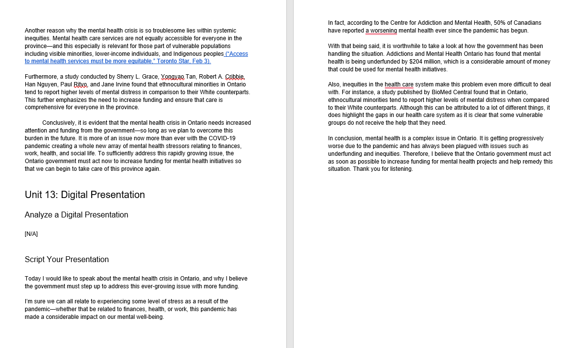 mental health initiatives? Thesis: The Ontario government must take immediate action to